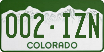 CO license plate 002IZN