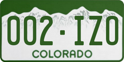 CO license plate 002IZO