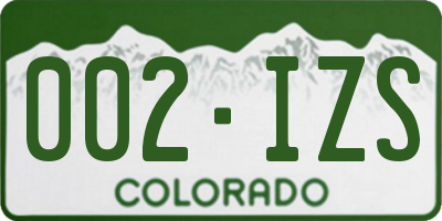 CO license plate 002IZS