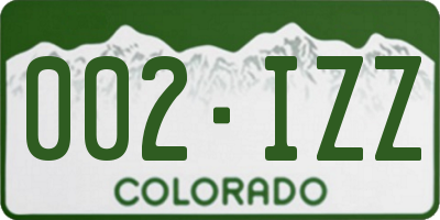 CO license plate 002IZZ