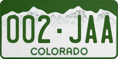 CO license plate 002JAA