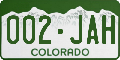 CO license plate 002JAH