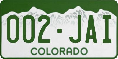 CO license plate 002JAI