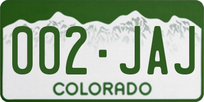 CO license plate 002JAJ