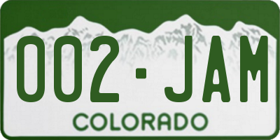 CO license plate 002JAM