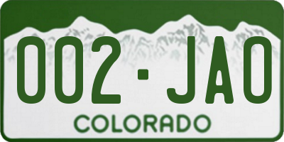 CO license plate 002JAO