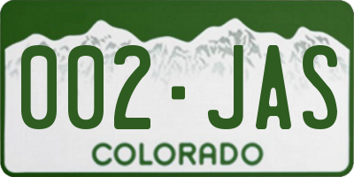 CO license plate 002JAS