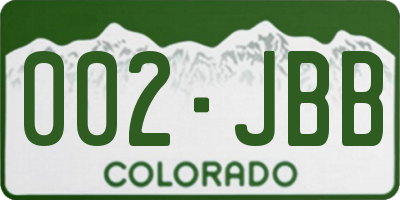 CO license plate 002JBB