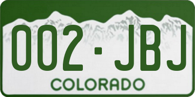 CO license plate 002JBJ