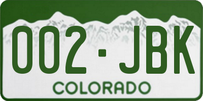 CO license plate 002JBK