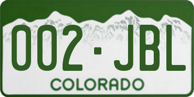 CO license plate 002JBL