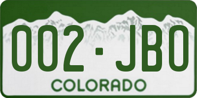 CO license plate 002JBO