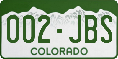 CO license plate 002JBS