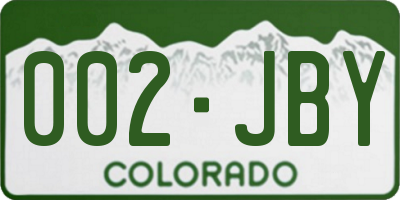 CO license plate 002JBY