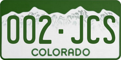 CO license plate 002JCS