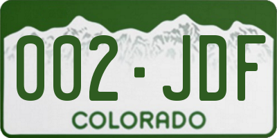 CO license plate 002JDF