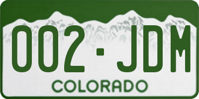 CO license plate 002JDM