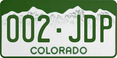 CO license plate 002JDP