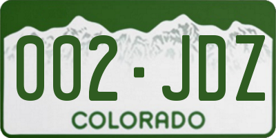 CO license plate 002JDZ