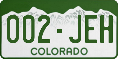 CO license plate 002JEH