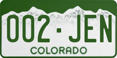 CO license plate 002JEN