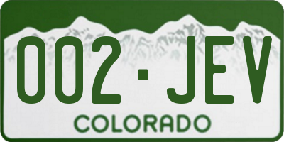 CO license plate 002JEV