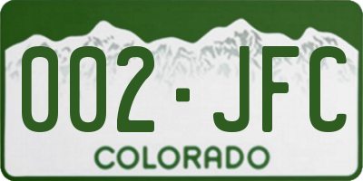 CO license plate 002JFC