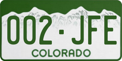 CO license plate 002JFE