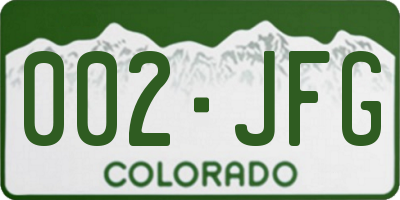 CO license plate 002JFG