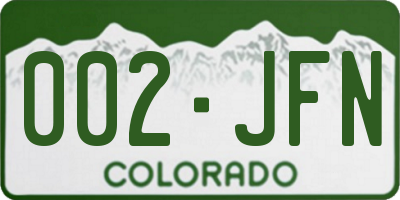 CO license plate 002JFN