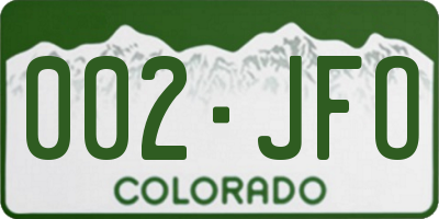 CO license plate 002JFO