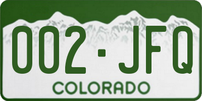 CO license plate 002JFQ