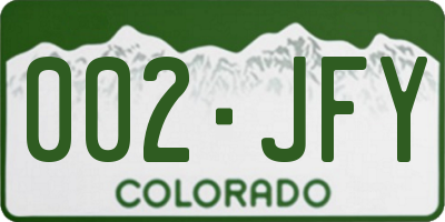 CO license plate 002JFY