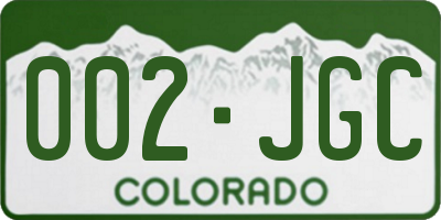 CO license plate 002JGC