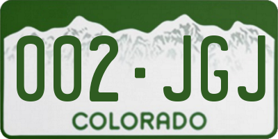 CO license plate 002JGJ