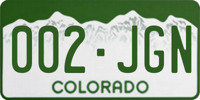 CO license plate 002JGN