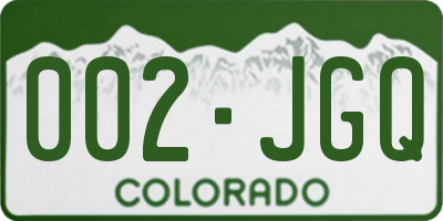 CO license plate 002JGQ