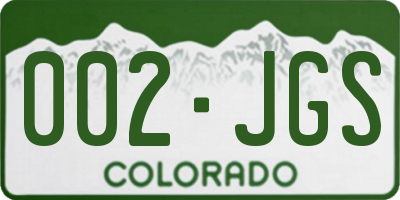 CO license plate 002JGS