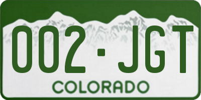 CO license plate 002JGT