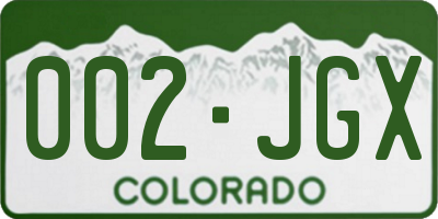 CO license plate 002JGX