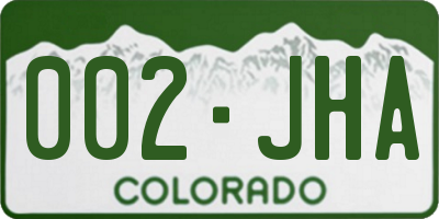 CO license plate 002JHA