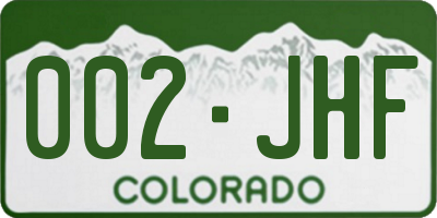 CO license plate 002JHF