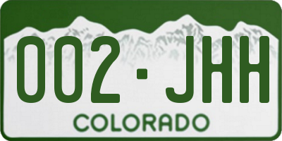 CO license plate 002JHH