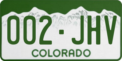 CO license plate 002JHV