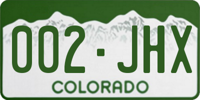 CO license plate 002JHX