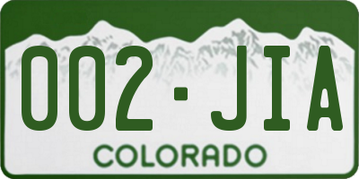 CO license plate 002JIA