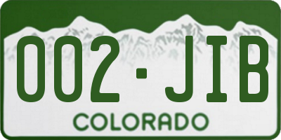 CO license plate 002JIB