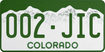 CO license plate 002JIC
