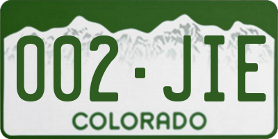 CO license plate 002JIE