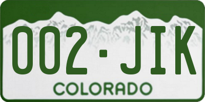 CO license plate 002JIK